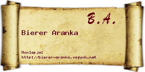 Bierer Aranka névjegykártya
